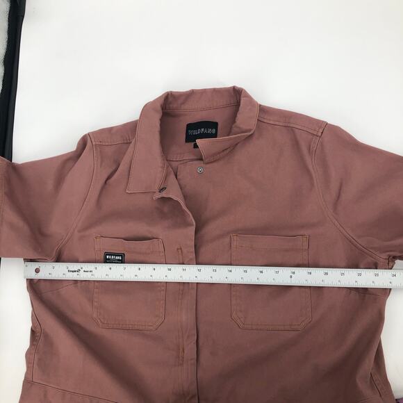 Wildfang The Essential Short Sleeve Coveralls Full Zip Unisex Mauve Coverall 2XL - Picture 8 of 12